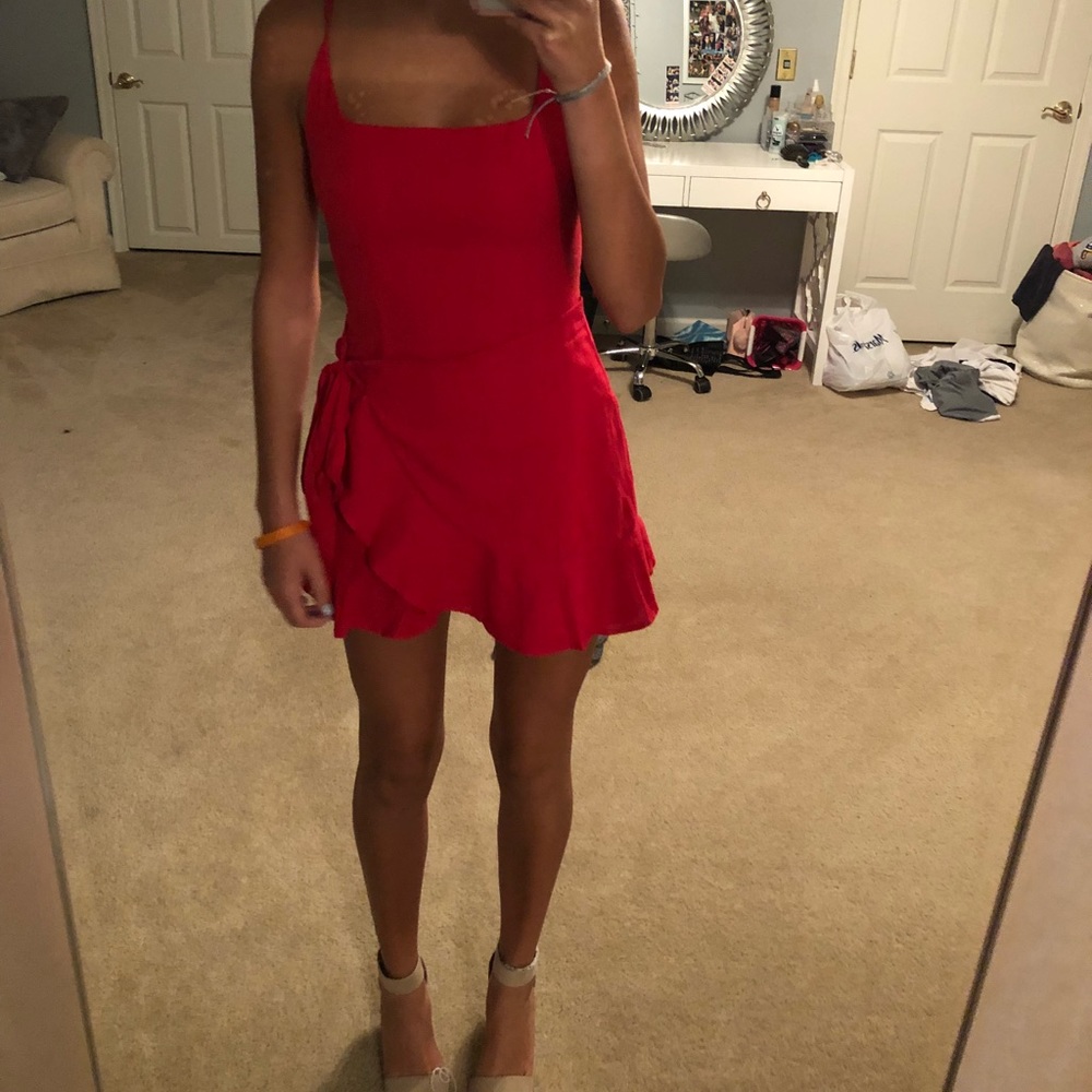 Red mini dress